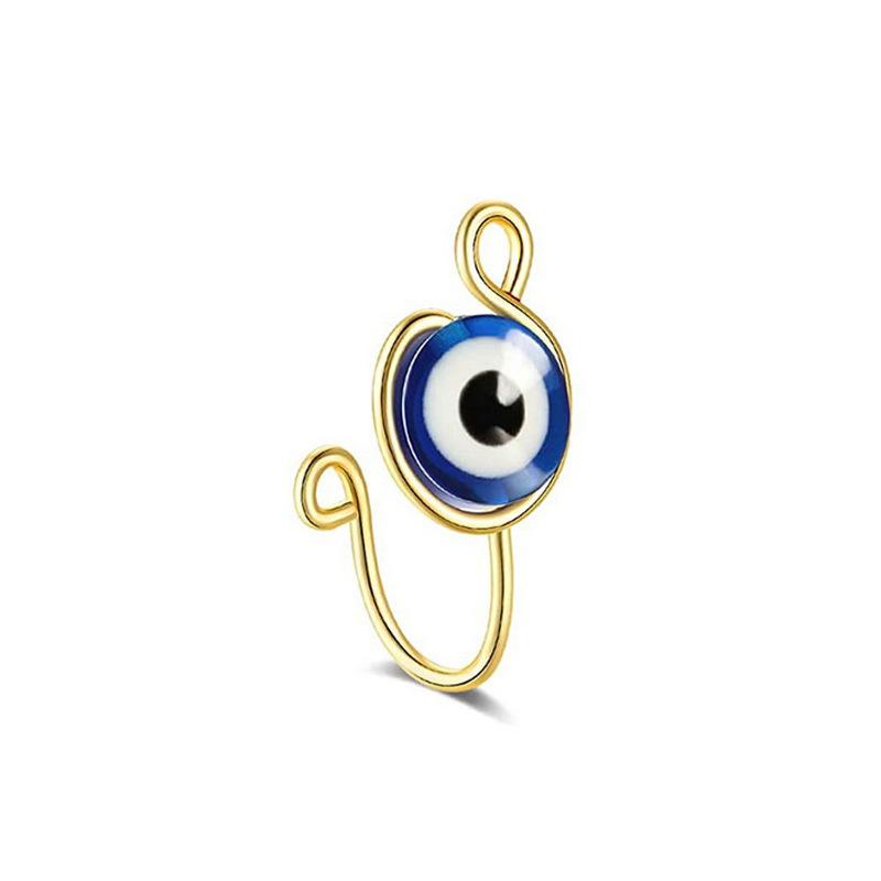Boho Copper Evil Eye Nose Cuff Wire Spiral Clip On Nose Ring Studs Snake shape Fake Piercing Body Jewelry