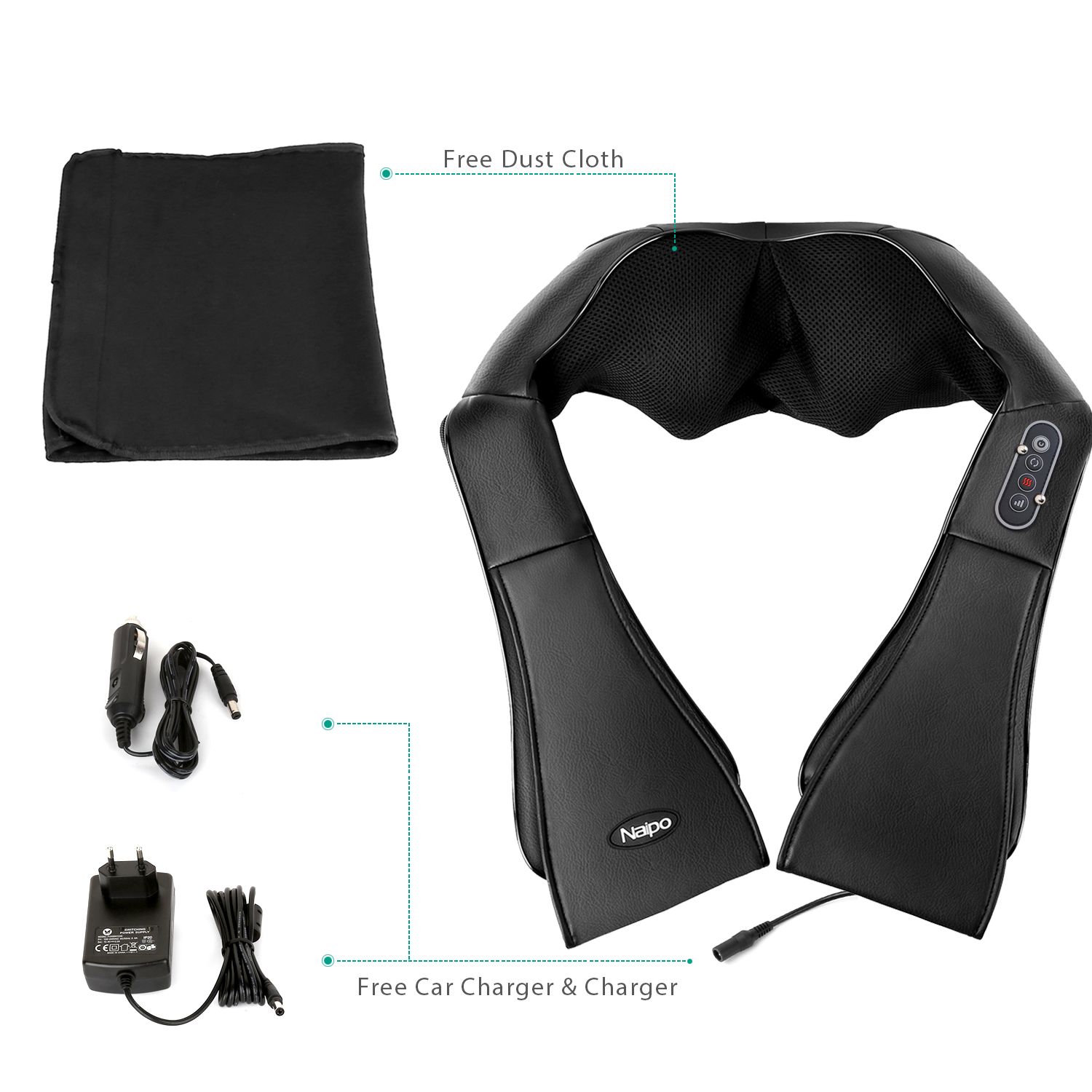 Electric Portable Car Back Heated Massager 3D Deep Tissue Kneading Massages for Relieving Pain, Neck and Upper Back Massager