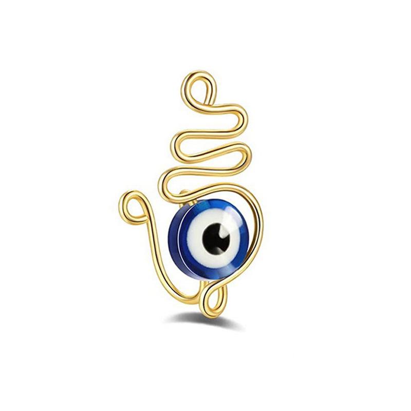 Boho Copper Evil Eye Nose Cuff Wire Spiral Clip On Nose Ring Studs Snake shape Fake Piercing Body Jewelry