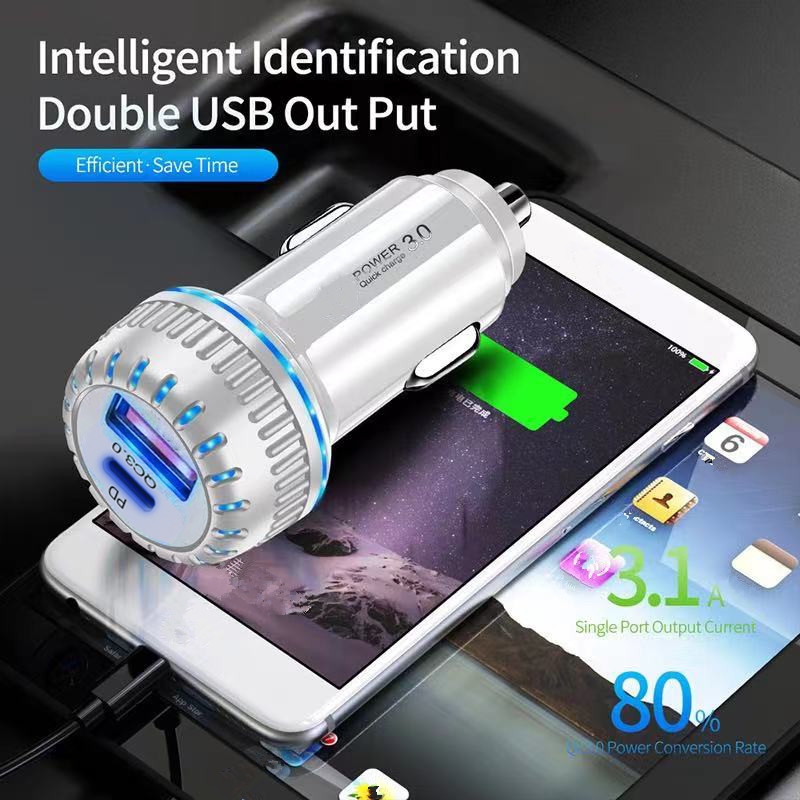 Universal 12W PD USB C Car Charger Quick Charging Dual Ports PD Chargers Type c USb-C Charge For Samsung S22 S23 Iphone 12 13 14 15 Pro Max With Retai
