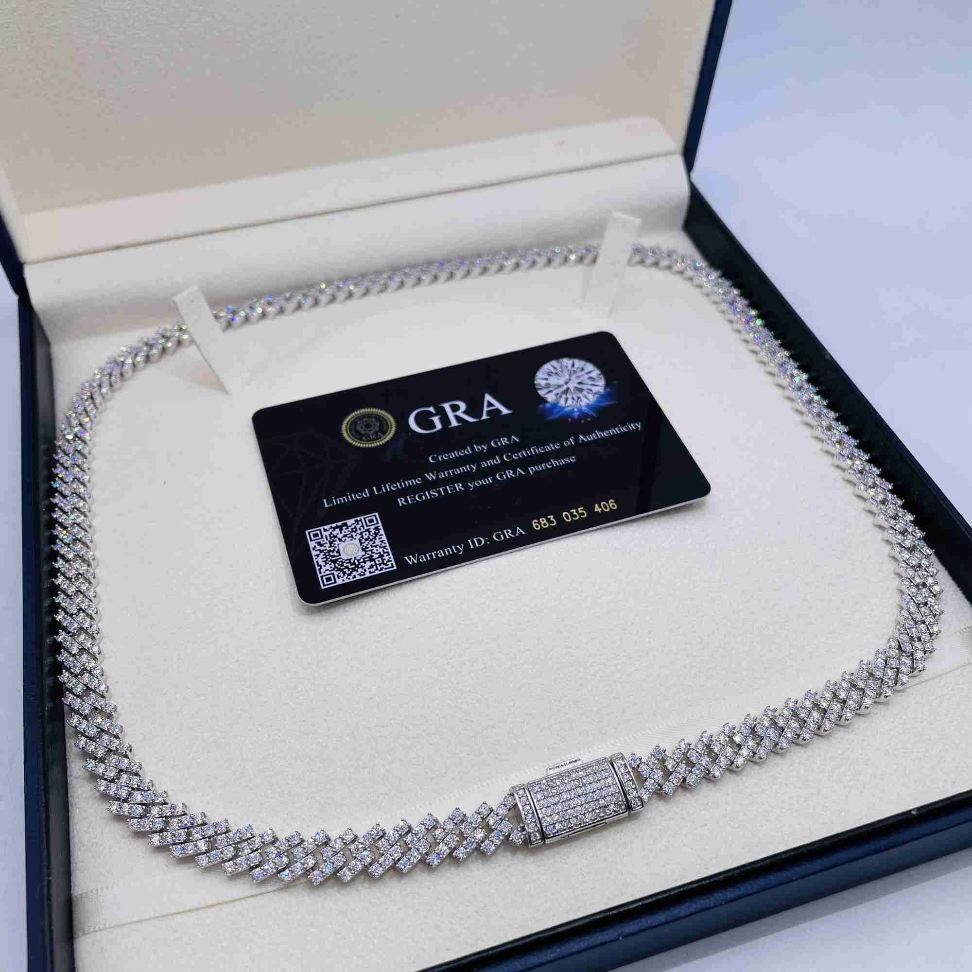 8mm Hip Hop Mens Chain Jewelry 925 Sterling Silver Fully Vvs Moissanite Cuban Link Chain in Stock