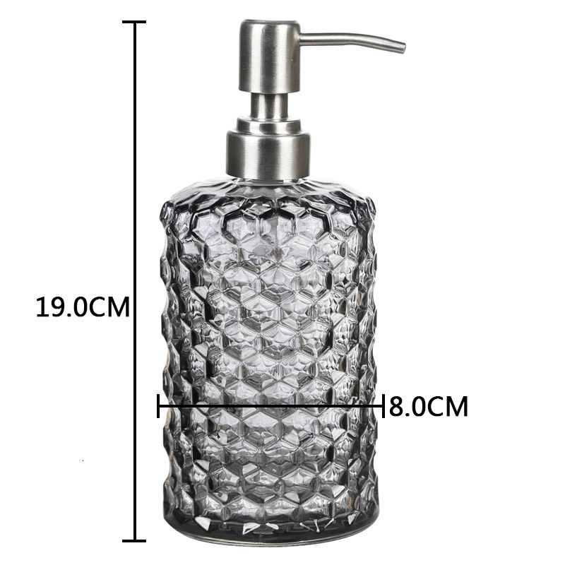 Liquid Soap Dispenser 500ml Soap Shampoo Dispenser Liquid Hand Soap Glass Bottle with Stainless Steel Pump for Bathroom Portable Soap Dispensers 23031
