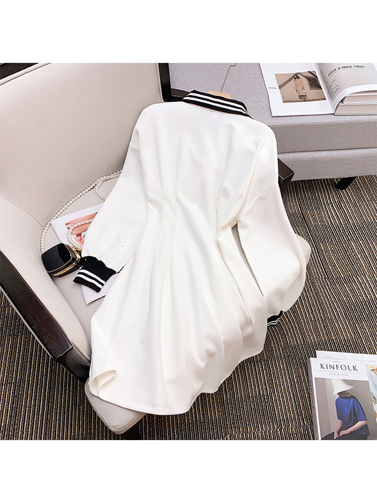 Casual Dresses Vintage Sweet Polo Collar Dress Women Preppy Style Korean Fashin White Long Sleeve Mini Tennis Golf Dresses Female Spring 2023 230317