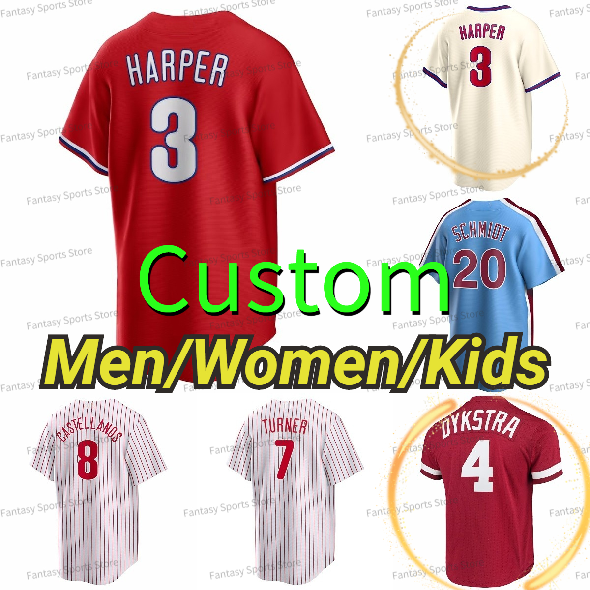Custom Trea Turner Jersey Bryce 3 Harper 10 JT Realmuto Schmidt Bryson Stott Kyle Schwarber Brandon Marsh Edmundo Sosa Ranger Suarez Baseball Jerseys Men Women Kids, Men white jersey +ws patch
Custom Trea Turner Jersey Bryce 3 Harper 10 JT Realmuto Schmidt Bryson Stott Kyle Schwarber Brandon Marsh Edmundo Sosa Ranger Suarez Baseball Jerseys Men Women Kids, Men white jersey +ws patch