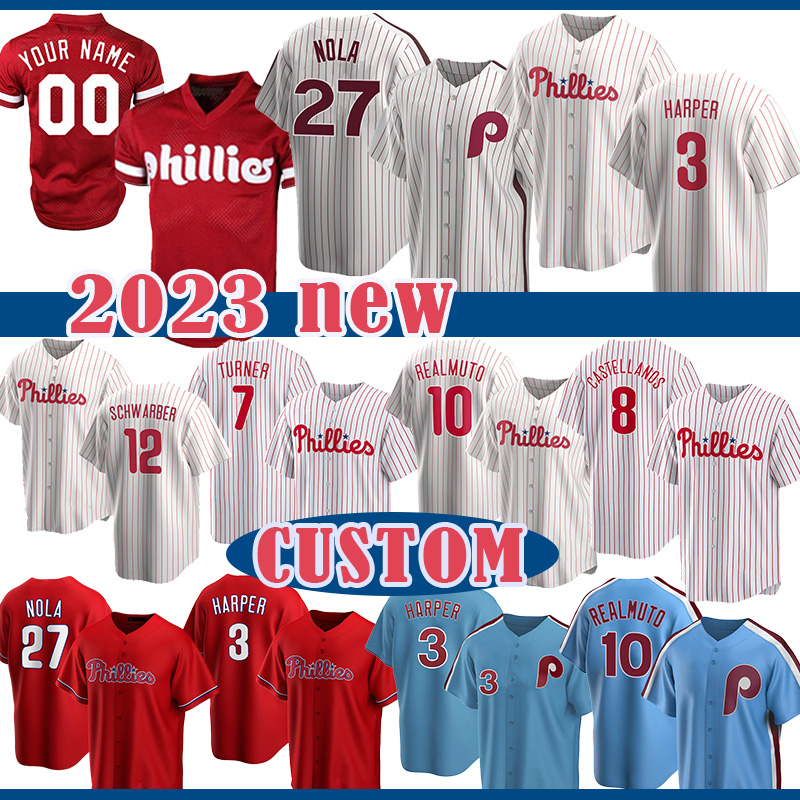 

Baseball Jerseys 2023 New 8 Nick Castellanos 12 Kyle Schwarber Trea Turner 10 Realmuto 3 Bryce Mens Harper Aaron Nola Rhys Hoskins Bryson Stott, Jersey(feichengren)