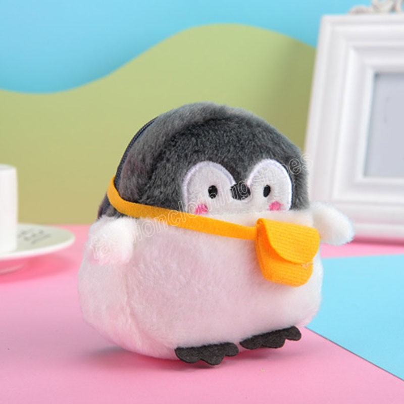 Girls Zipper Mini Bag Children's Gift Penguin Plush Coin Purse Soft Cartoon Animal Keychain Bag Handbag Toy Birthday Gift Lady
