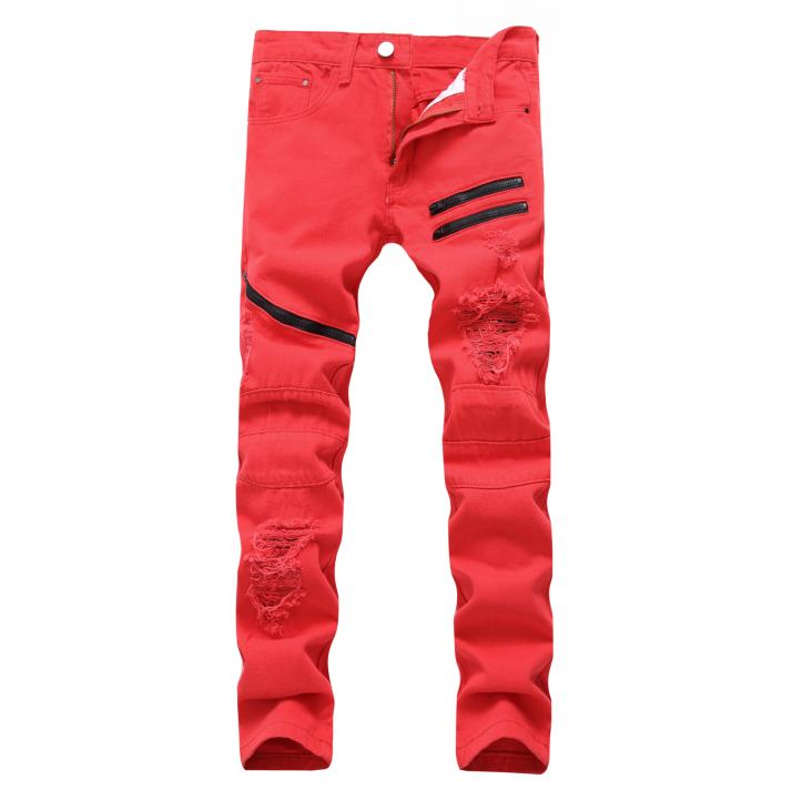 Red Slim Mens Biker Zipper Jeans Men Clothing Fit Straight Biker Ripper Zipper Full Length Men039s Pants Casual Long Pants8292785
Red Slim Mens Biker Zipper Jeans Men Clothing Fit Straight Biker Ripper Zipper Full Length Men039s Pants Casual Long Pants8292785