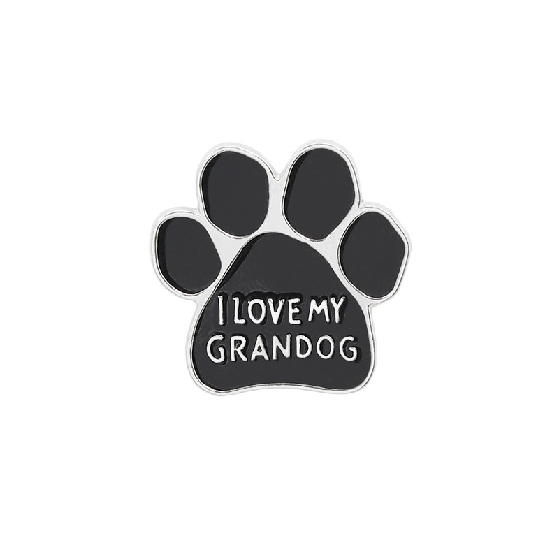 Black Animal Pet Dog paw Brooch I love MY DOGS Enamel paw brooches BackPack Jackets Metal Lapel Pin Cute Badge Jewelry Wholesale