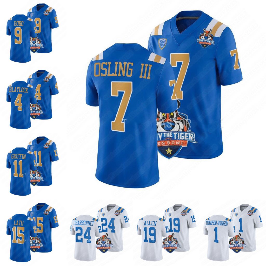 Tony The Tiger Sun Bowl UCLA Bruins Football Jersey Zach Charbonnet Mo Osling Iii Kenny Easley Troy Aikman Bo Calvert Stephan Blaylock Chase Griffin Latu Jerseys