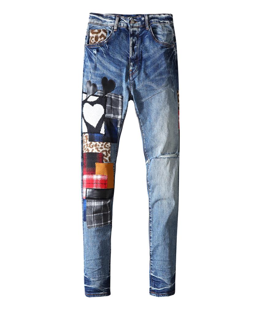 Mens jeans European and American fashion embroidered love trousers washed and worn folds casual slimming pants for teenagers7351925, Blue
Mens jeans European and American fashion embroidered love trousers washed and worn folds casual slimming pants for teenagers7351925, Blue