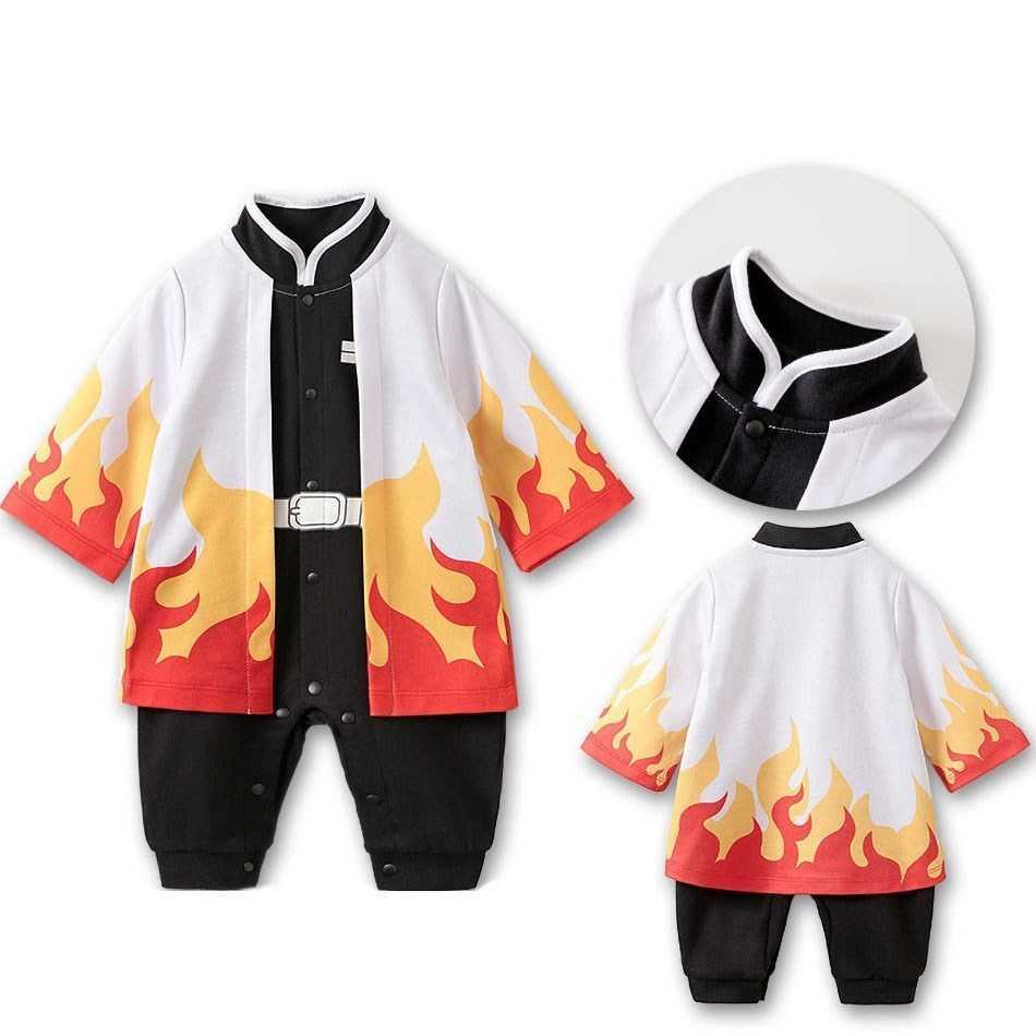 Rompers Baby Clothes Newborn Anime Romper Boy Girl Demon Slayer Cosplay Baby Costume Kids Cartoon Jumpsuit Children Longsleeve Overalls AA230317