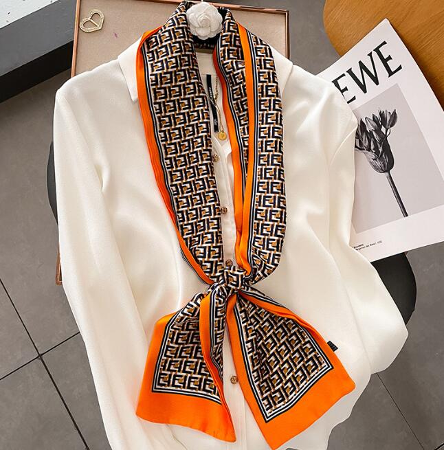 Designer Letters Print Imitate Silk Scarf Headband for Women Fashion Long Handle Bag Scarves Paris Shoulder Tote Luggage Ribbon Head Wrap 150-15cm