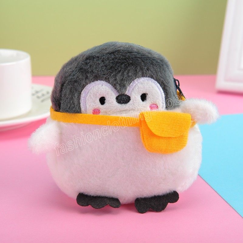 Girls Zipper Mini Bag Children's Gift Penguin Plush Coin Purse Soft Cartoon Animal Keychain Bag Handbag Toy Birthday Gift Lady