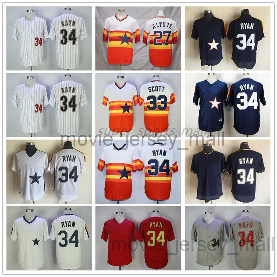 

Vintage College Baseball Wears Jersey 34 Nolan Ryan 2002-2012 27 Jose Altuve 33 Mike Scott 21 Andy Pettitte 24 Jimmy Wynn 2006 1981 Men Women Youth Size S--XXXL, As picture