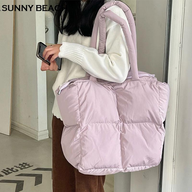 Evening Bags Fashion Winter Luxury Shoulder Large Totes Designer Quilted Space Puff Cotton Padded Women Light Warm Handbag Ladies