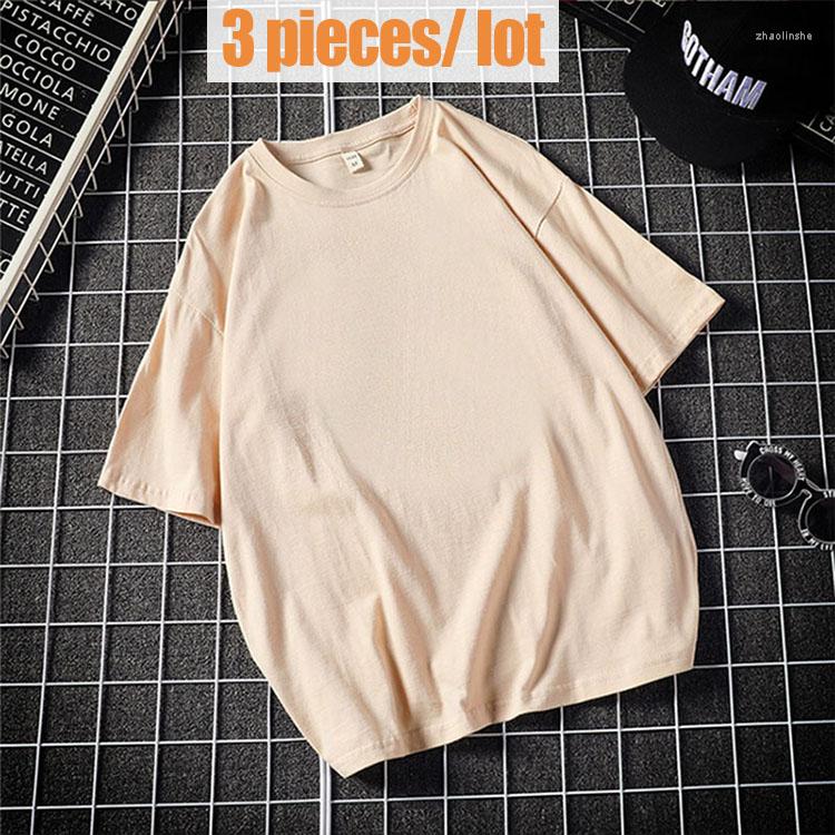 Men's T Shirts Sale By Pack Of 3- Casual Plain Cotton Men White Purple Short Sleeve 2023 Summer Oversized Streetwear Tshirts BD129