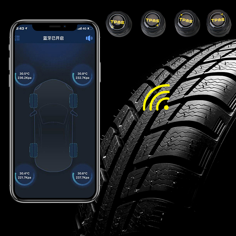 Bluetooth 4.0 5.0 External Alarm Tire Pressure Sensors Android iOS BLE TPMS Universal Waterproof Car Tire Pressure Sensor