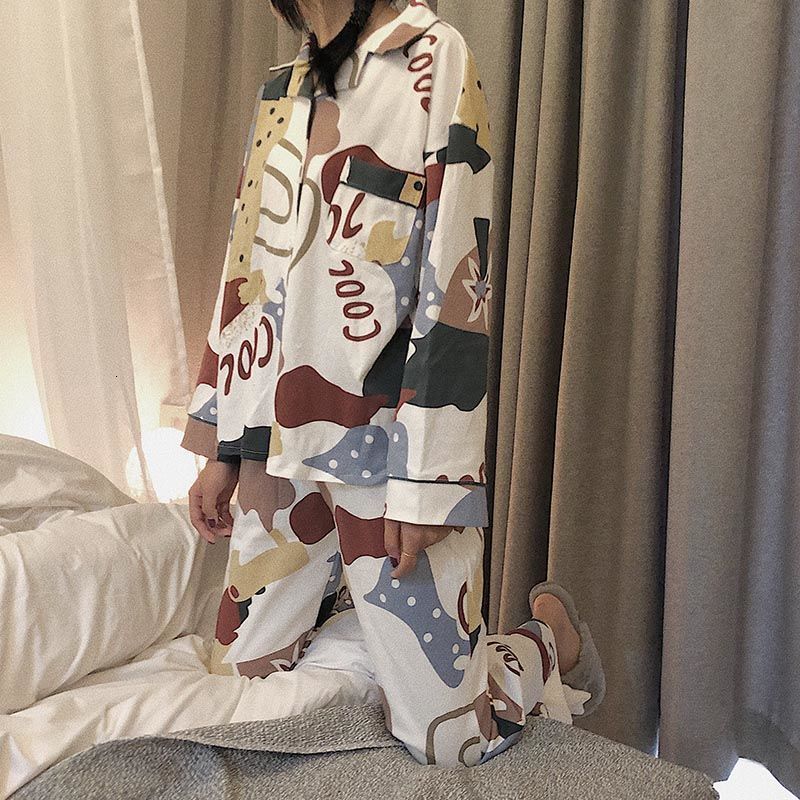 Womens Sleepwear QWEEK Cow Print Pajamas Home Clothes Cute Autumn Winter Pyjama Pour Femme Kawaii Pijamas Nightie 230317