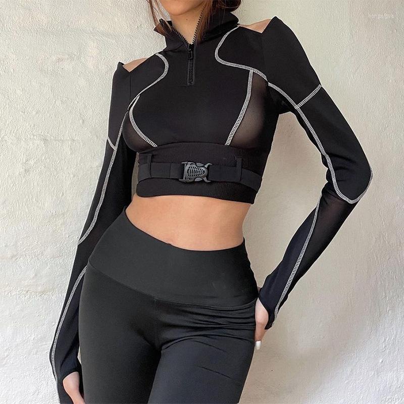 Women' T Shirts Long Sleeve Pullovers Women T-shirts Black Crop Top Buckle Bandage Patchwork Mesh Sexy Tees Y2K Streetwear Hollow Out 1926C
Women' T Shirts Long Sleeve Pullovers Women T-shirts Black Crop Top Buckle Bandage Patchwork Mesh Sexy Tees Y2K Streetwear Hollow Out 1926C