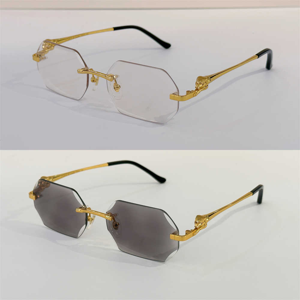Photochromic Men Brand Sunglasses Man Glasses Lens Colors Changed In Sunshine From Crystal Clear To Dark Leopard Diamond Cut Rimless 2819 High End 18k Gold paty