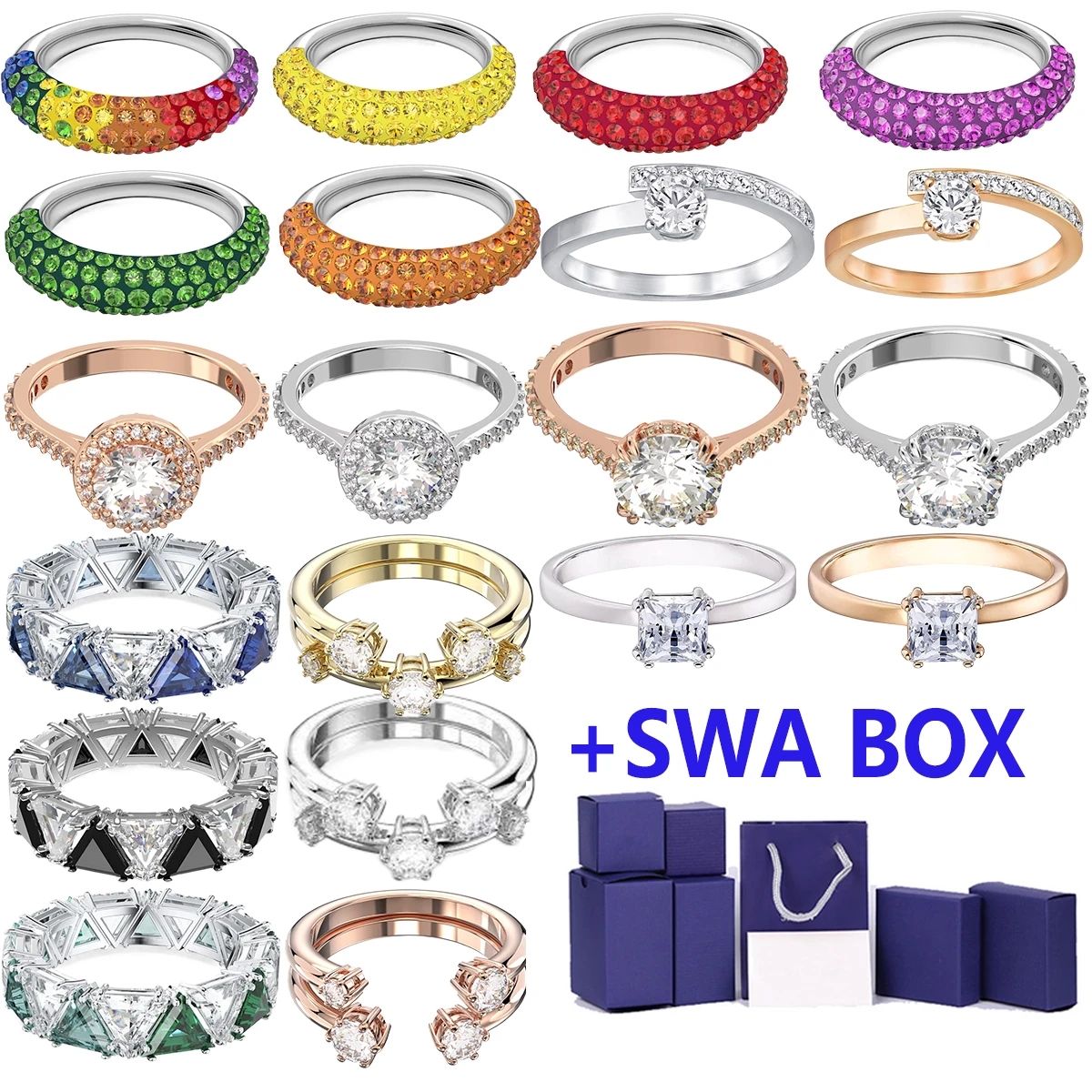 Fahmi 2023 New SWA Original Ladies Ring Austrian Crystal Rainbow Color Ring Party Party Wedding Luxury Gift Wholesale Free Shipping
Fahmi 2023 New SWA Original Ladies Ring Austrian Crystal Rainbow Color Ring Party Party Wedding Luxury Gift Wholesale Free Shipping