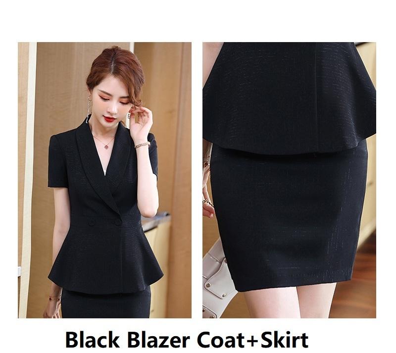 Two Piece Dress Summer Formal Professional Women Business Suits With Skirt And Tops For Ladies Office Blazers Set OL Styles Plus SizeTwo