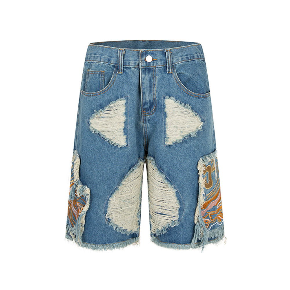 Embroidery Casual Summer Jeans Shorts Men's Oversized Patchwork Ripped Denim Knee Length Pants
Embroidery Casual Summer Jeans Shorts Men's Oversized Patchwork Ripped Denim Knee Length Pants