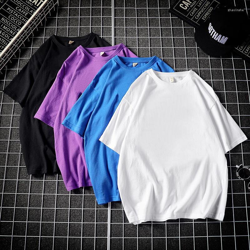 Men's T Shirts Sale By Pack Of 3- Casual Plain Cotton Men White Purple Short Sleeve 2023 Summer Oversized Streetwear Tshirts BD129