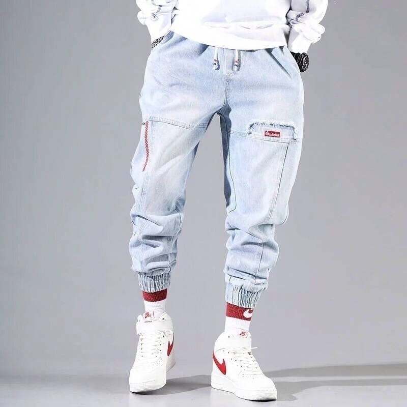 Mens Jeans Streetwear Hip Hop Cargo Pants Casual Elastic Harun Joggers In Autumn And Spring Men Clothing 230317