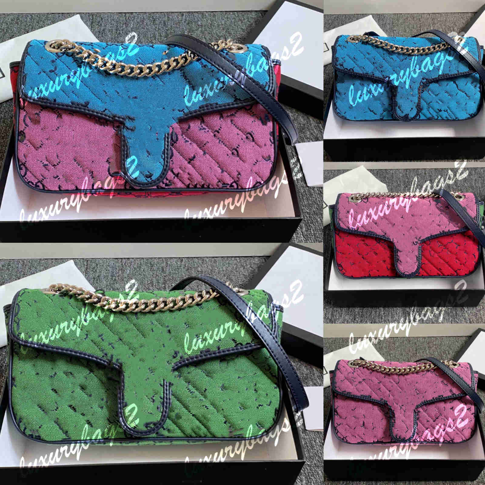 Marmont Multicolor Chain Bag Tote Bags 5 Colors Handbag 26cm Shoulder Bag 443497 Mini Tote