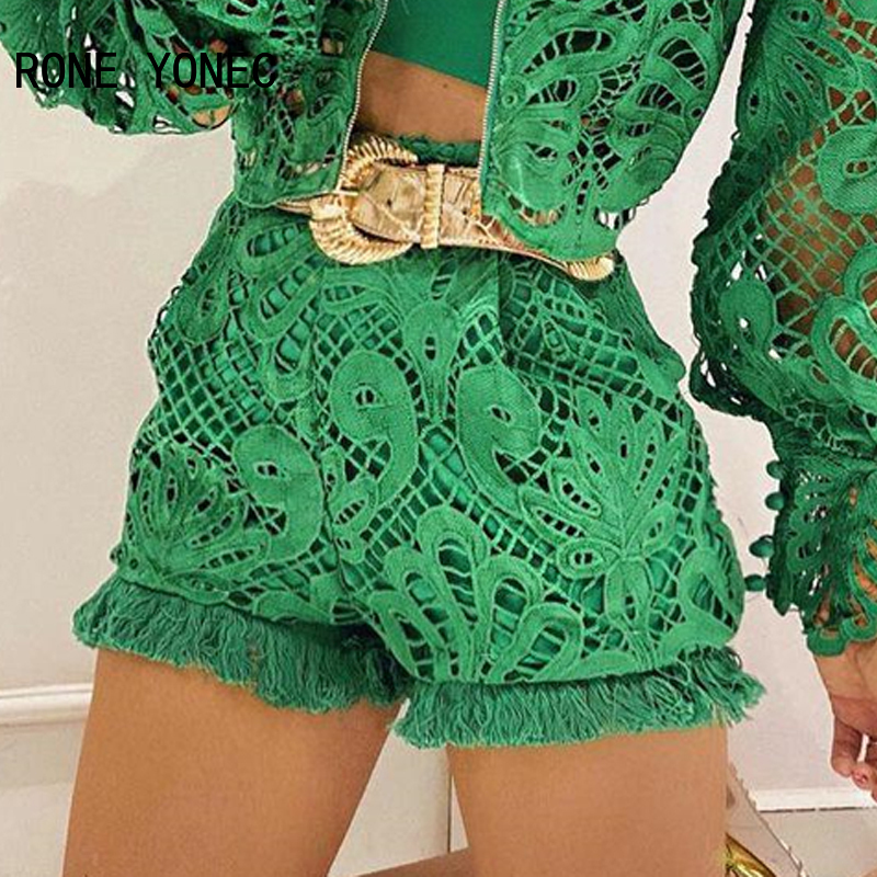 Womens Two Piece Pants Women Solid Hollowout Puff Sleeve Sexy Short Sets 230317