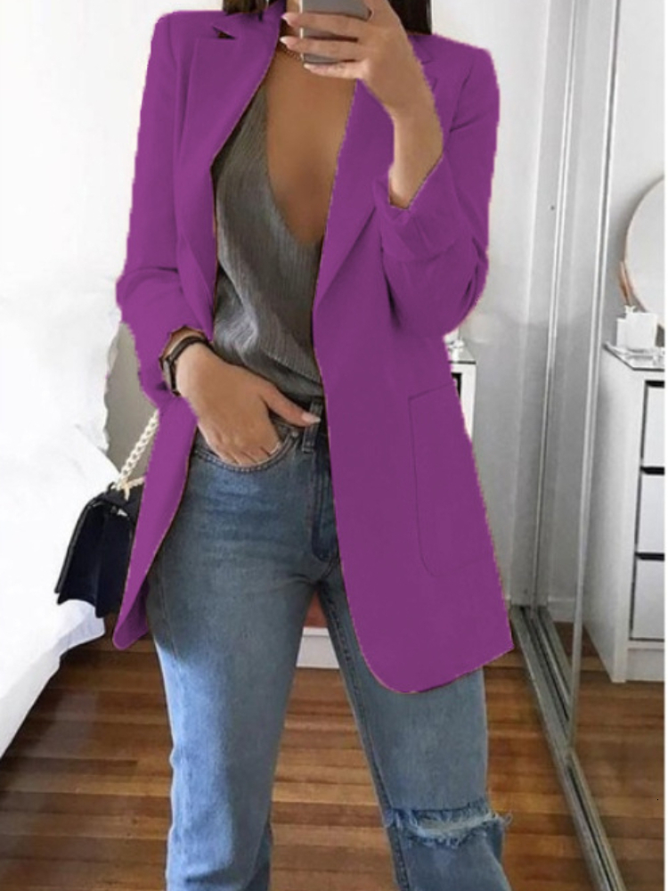 Women's Suits Blazers Spring Fashion Women's Casual Suit Set Multi-color Lapel Slim Cardigan Temperament Commuting Solid Color Suit Coat Wom