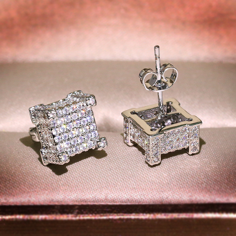 2023 Hip Hop Stud Earring Vintage Jewelry 925 Sterling Silver Gold Fill Pave White 5A Cubic Zircon CZ Diamond Top Sell Party Women Men Earring For Lov