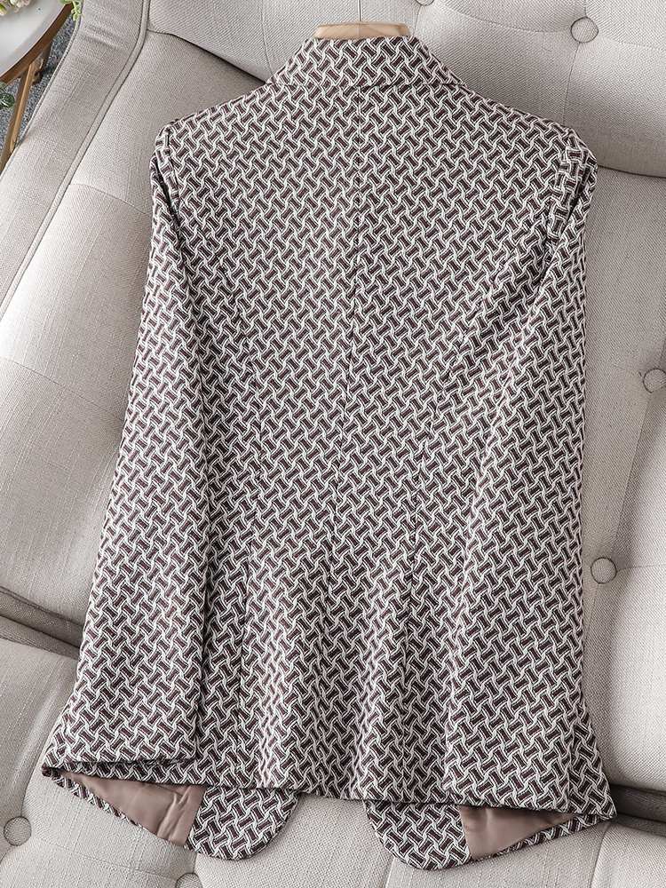 Women's Suits Blazers Autumn Winter Black Brown Striped Women Formal Blazer Ladies Female Slim Single Button Business Work Wear Jacket 230320