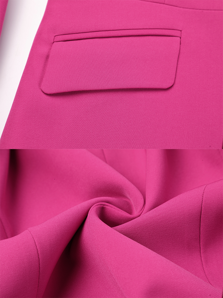 Women's Suits Blazers Women Long Sleeve Formal Blazer Coat Pink Blue Black Solid Ladies Female Single Button Business Work Wear Slim Jacket 23032
