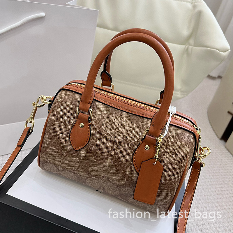 Luxury Fashion Ladies Canvas Leather MINI ROWAN Boston Bag Crossbody Bag Hand held crossbody bag Stripe Cross Body Flap handbag