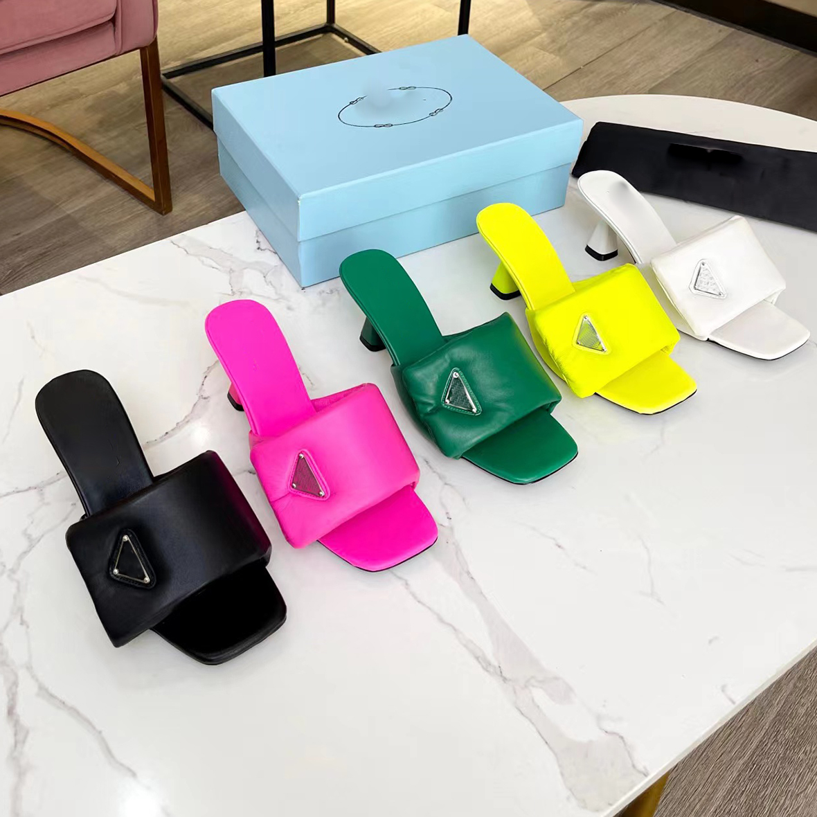 New Slippers Women High Heel Designer Sandals Wine Spool Heel 6.5CM Open Toe Square Head Triangle Button Decorative Casual Fashion Factory Shoes, Fuchsia
New Slippers Women High Heel Designer Sandals Wine Spool Heel 6.5CM Open Toe Square Head Triangle Button Decorative Casual Fashion Factory Shoes, Fuchsia