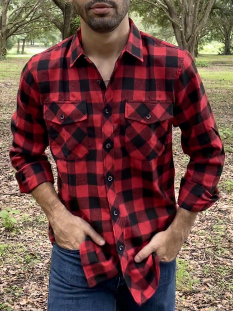 Men's Casual Shirts Men's Plaid Flannel Shirt Spring Autumn Male Regular Fit Casual Long-Sleeved Shirts For USA SIZE S M L XL 2XL 230320