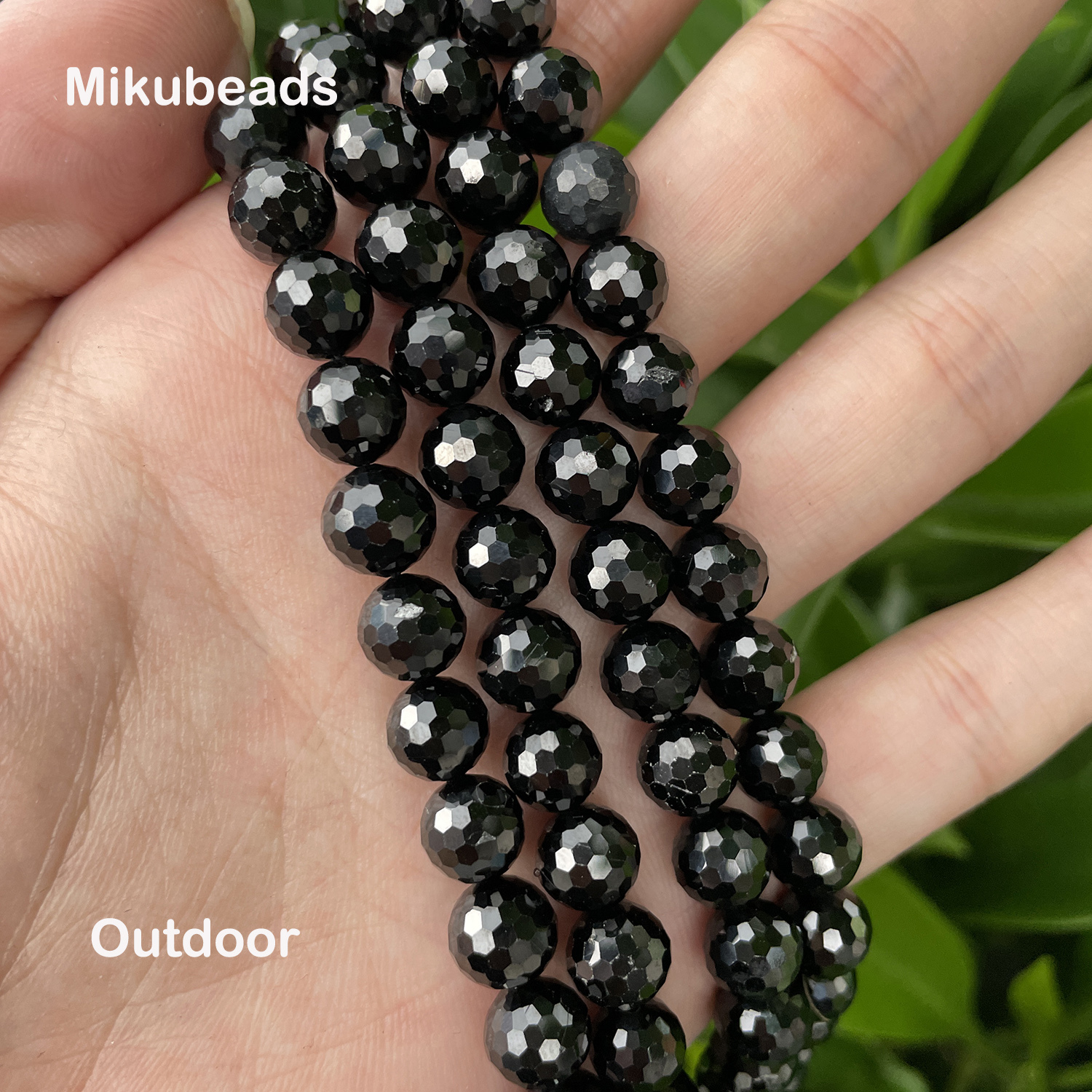 Beaded Necklaces Natural Black Spinel 8mm Faceted Round Beads Shinny Stone For Jewelry Making DIY Bracelet Necklace Free Shipment 38cm 230320