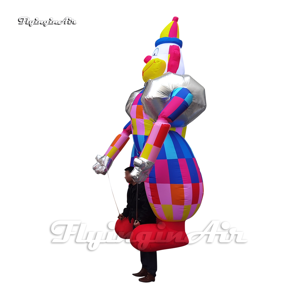 Walking Inflatable Clown Puppet Parade Performance Wearable Blow Up Cartoon Figure Doll For Carnival Event Show