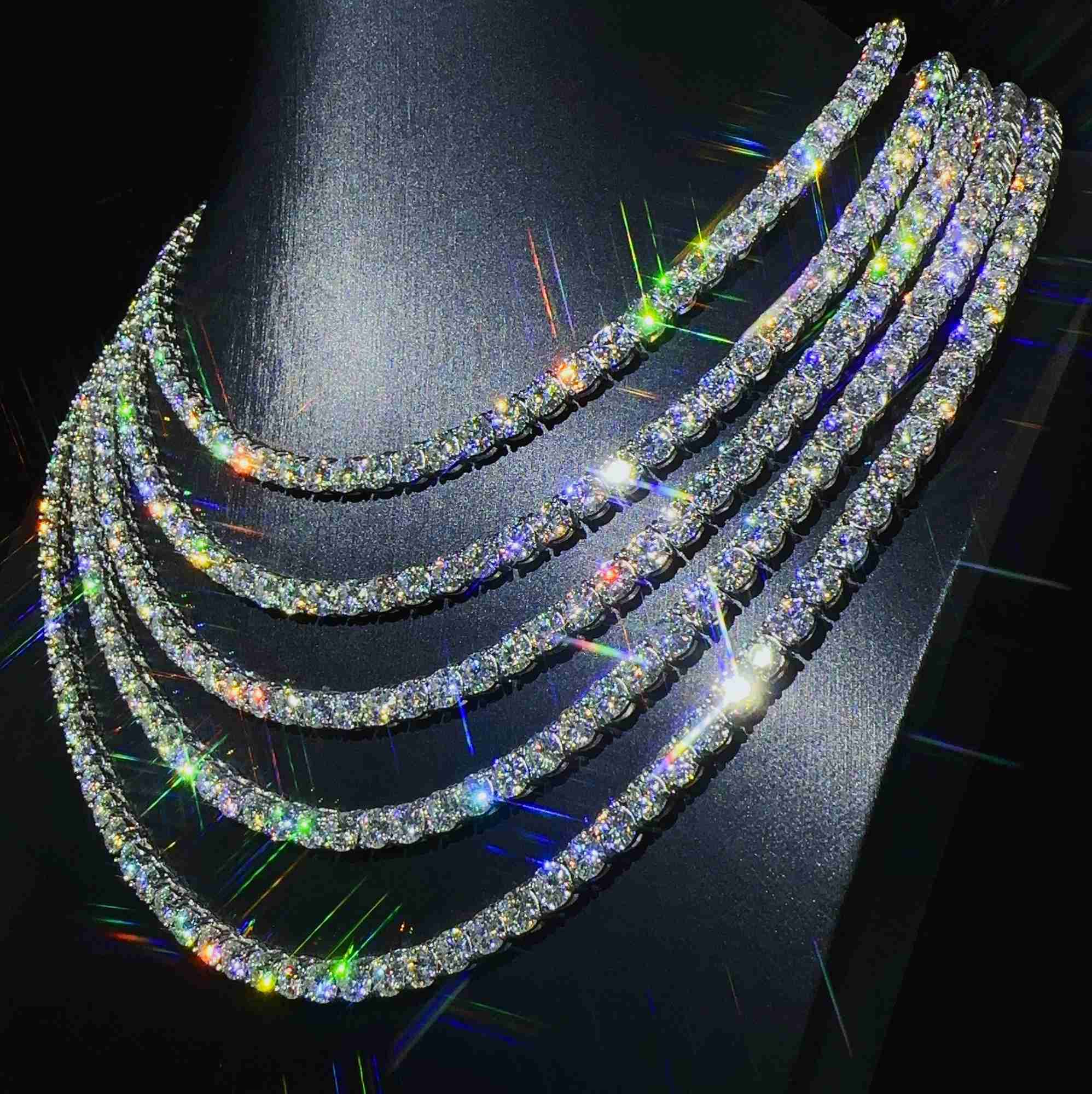 Hip Hop 5mm Tennis Necklaces Charm Chain in Stock 925 Silver Vvs Moissanite Iced Out Fashion Tennis Chain