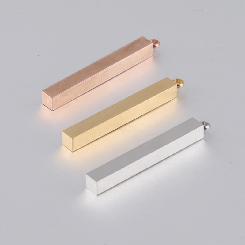 Charms 10PcsLot 540mm Stainless Steel 3D Gold Color Stamping Bar Blank Long Square Pendant DIY Jewelry 230320