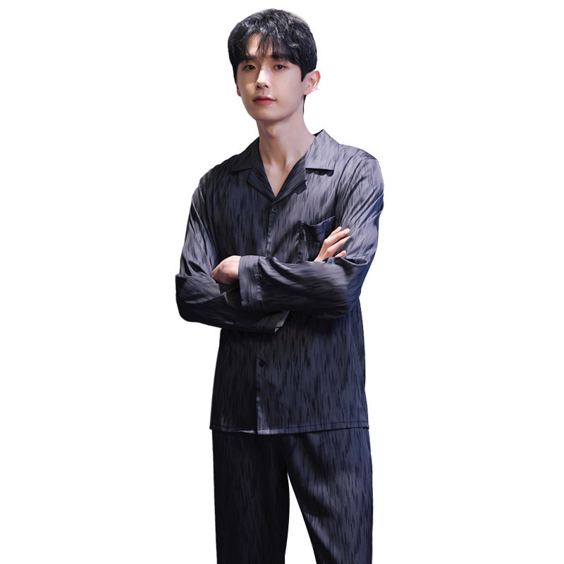 Men's Sleepwear Men's Satin Pajamas Senior Thin Men's Leisure Pajamas Large Size Home Clothes Two-piece Set Men Sleepwear 230320