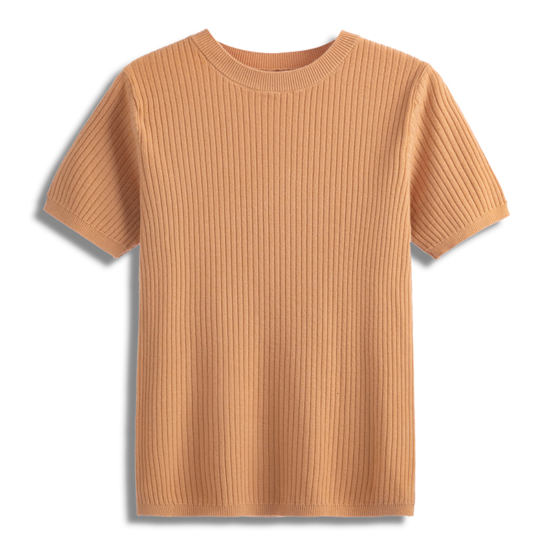 Women's T-Shirt HLBCBG Spring Summer Knitted Women T Shirt Fashion Short Sleeves Top Casual Kintwear Basic Rib Female Tshirt 230320