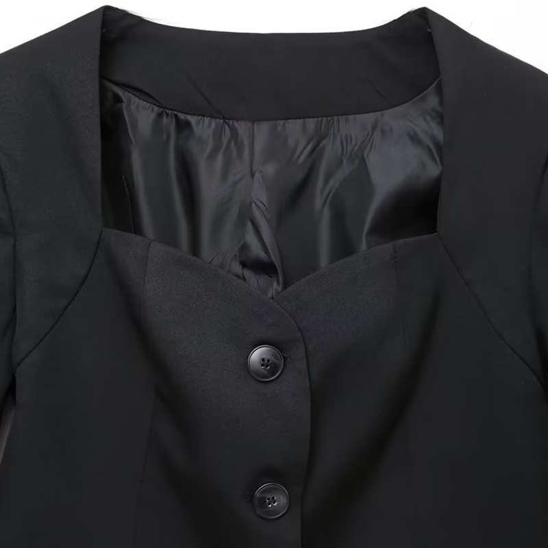 Womens Suits Blazers Elegant Slim Blazer jacket Womens Black est Sexy Female Sweetheart neckline Coat Office lady suit Korean INKEO 2O361 230320