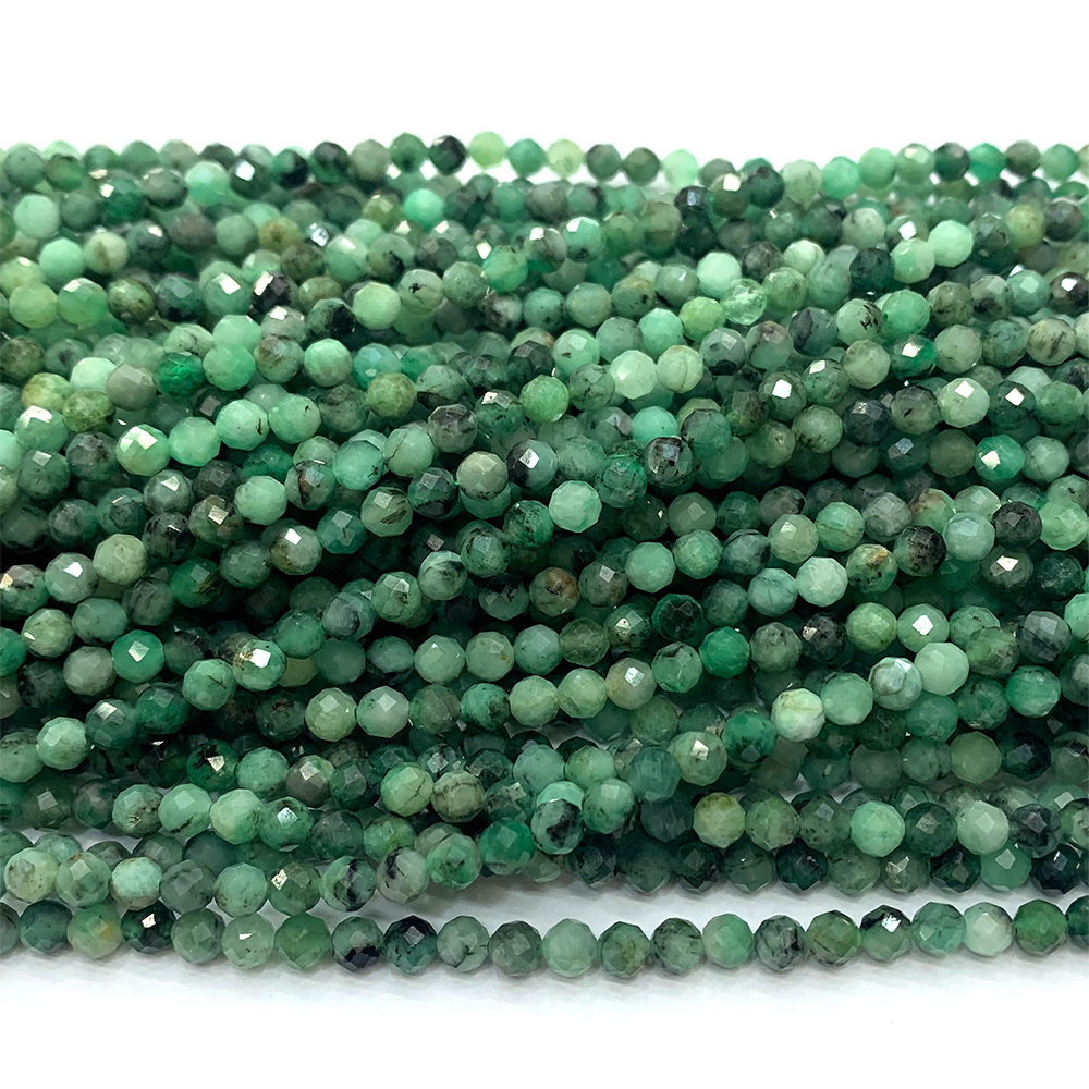 Beaded Necklaces Veemake Emerald Natural Stones Gemstones DIY Necklace Bracelets Earrings Ring Faceted Round Beads For Jewelry Making 230320