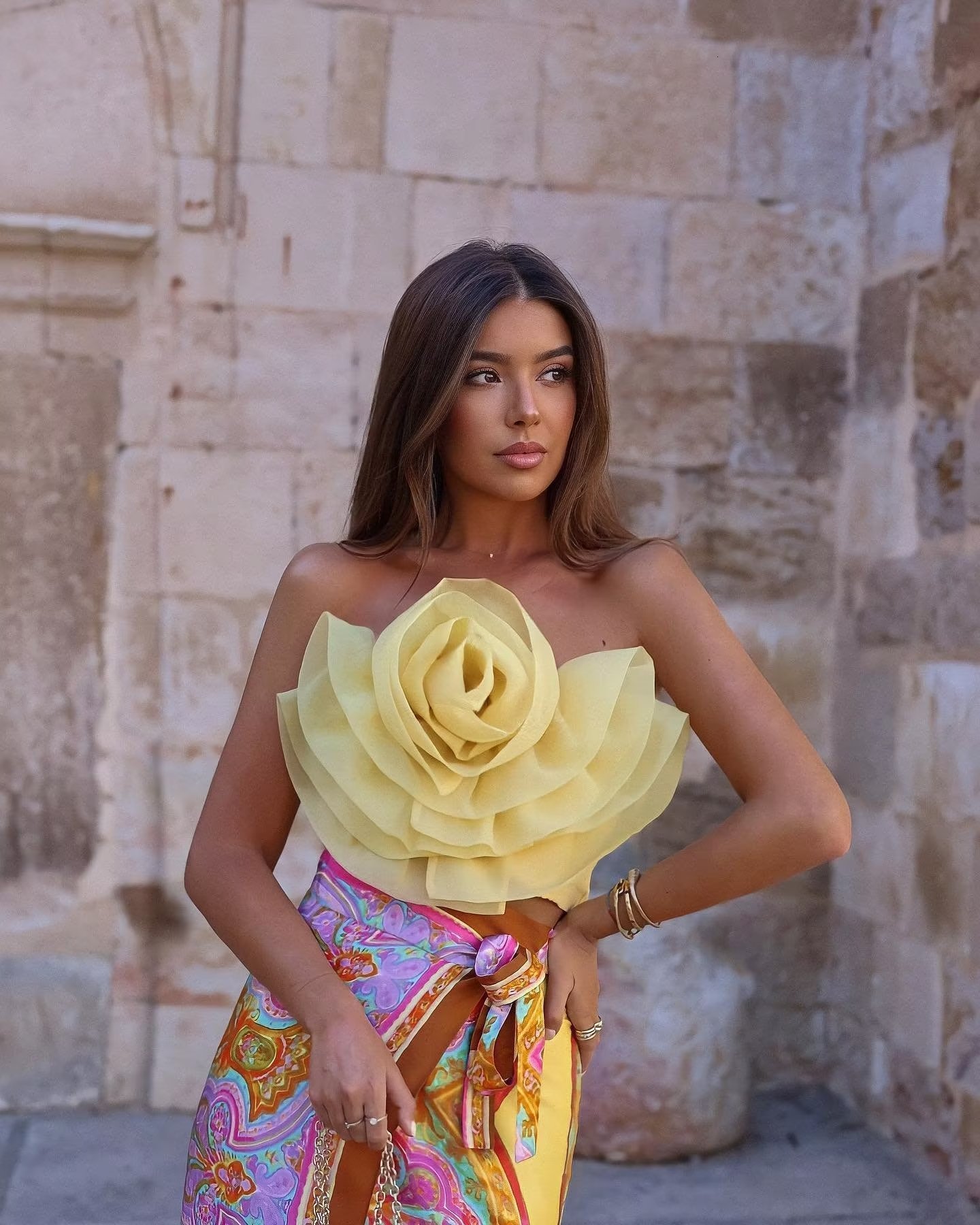 Women's Tanks Camis Big Flower Organza Knitted Summer Autumn Party Yellow Crop Top Fashion Cute Sleevless Blusa 2023 Sexy Tank 230317