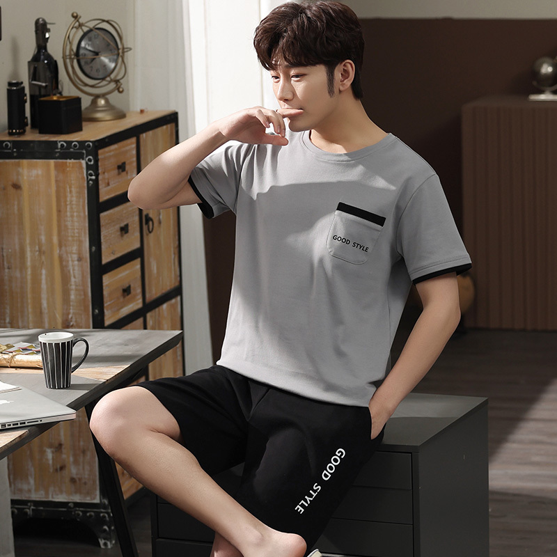 Men's Sleepwear 100% Cotton Men Sleepwear High Quality Summer Pajama Set Short Sleeve Plaid Shorts Pijamas Elegant Plus Size L-4XL Nightwear 2303