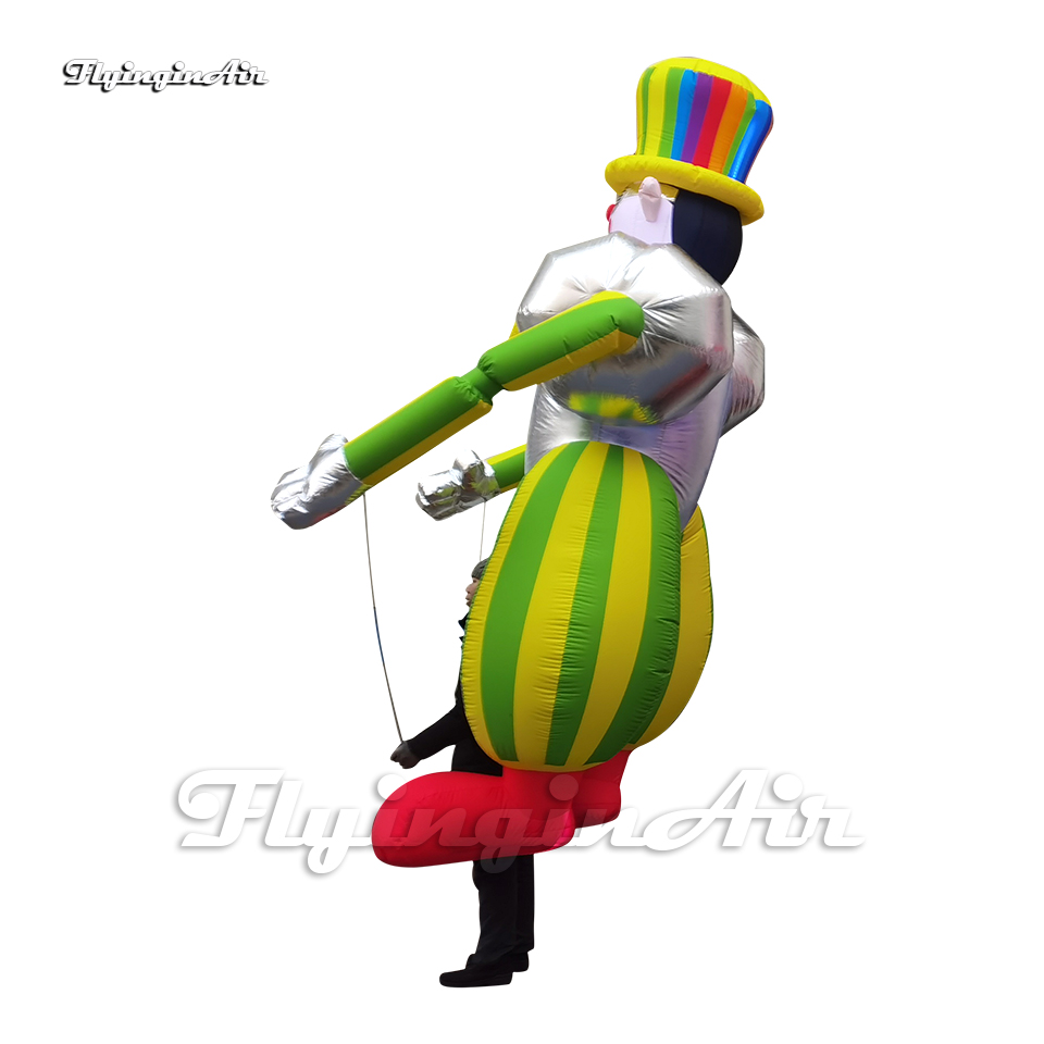 Walking Inflatable Clown Puppet Parade Performance Wearable Blow Up Cartoon Figure Doll For Carnival Event Show
