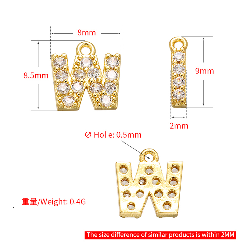 Charms ZHUKOU 8x85mm Brass Cubic Zirconia Crystal 26 Letter Pendants for Women earring jewelry accessories wholesale VD545 230320